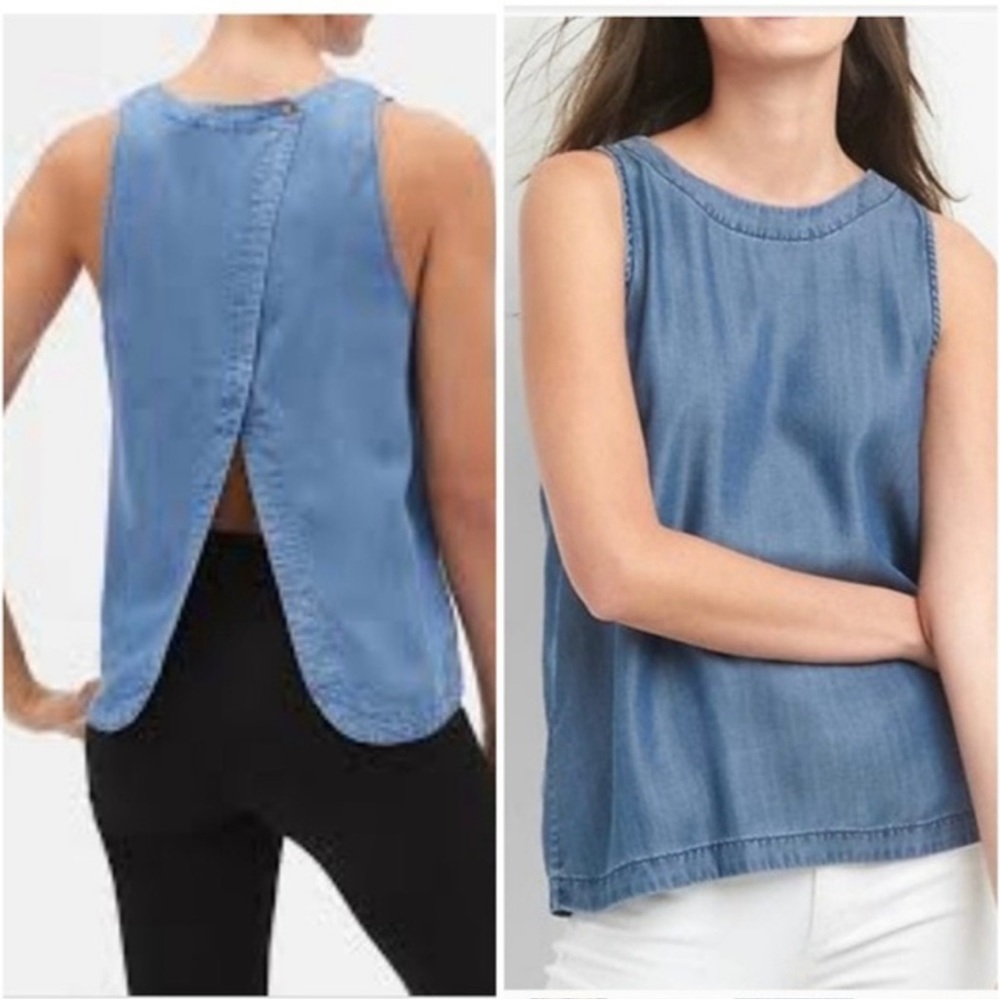 Chambray Open-back Top - Gap